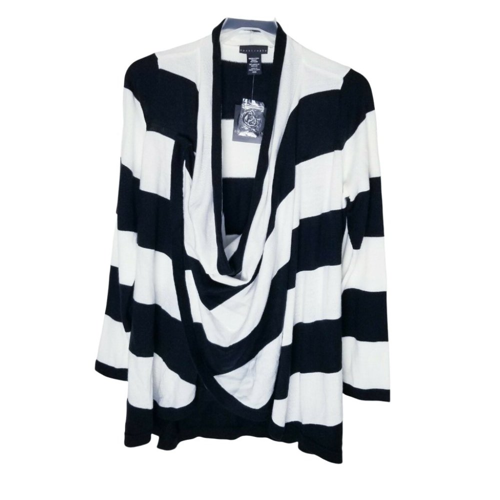 Apostrophe Draped Front Striped Cardigan Women Size XS NWT